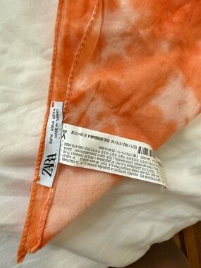Zara Orange and White Tie-Dye Top